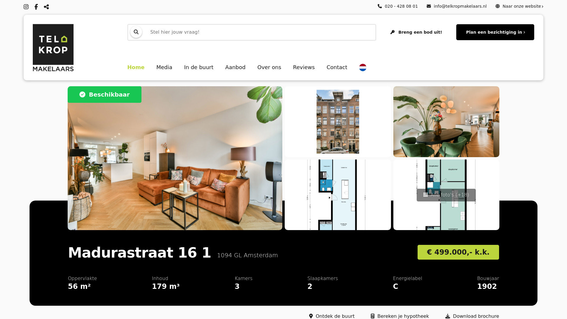 website screenshot of https://madurastraat161.nl