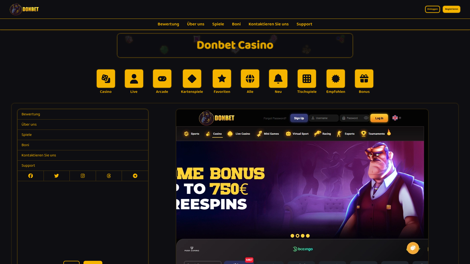 website screenshot of https://casinodonbet.de