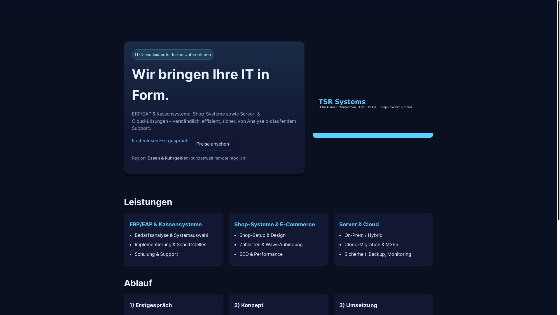 website screenshot of https://tsr-systems.de/