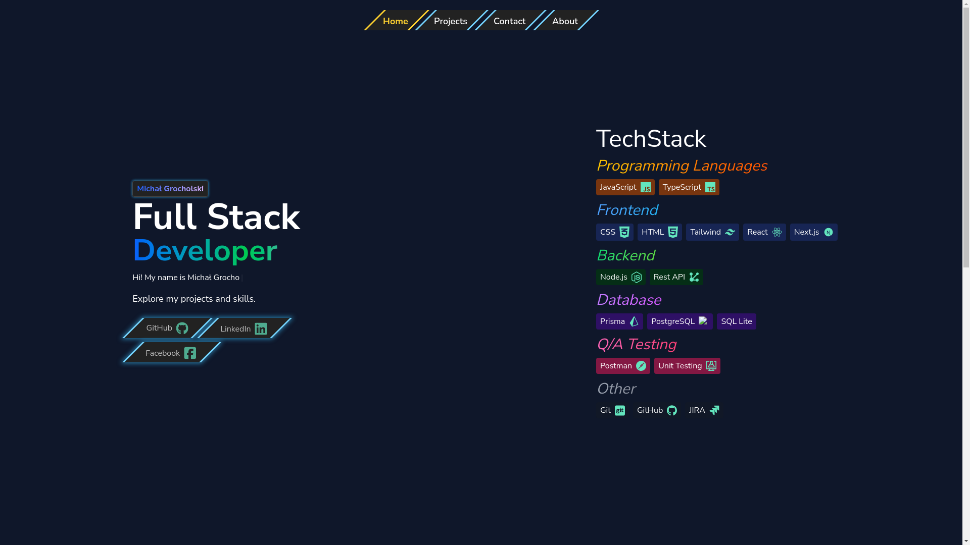 website screenshot of https://michal-grocholski.pl/