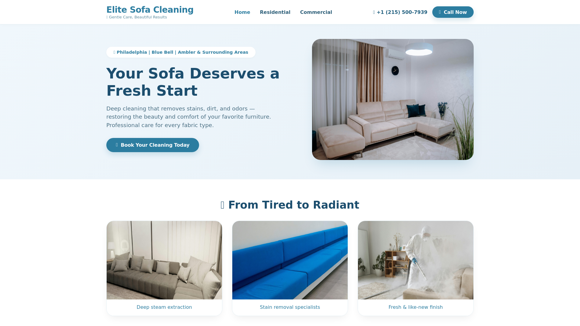 website screenshot of https://elitesofacleaning.com/