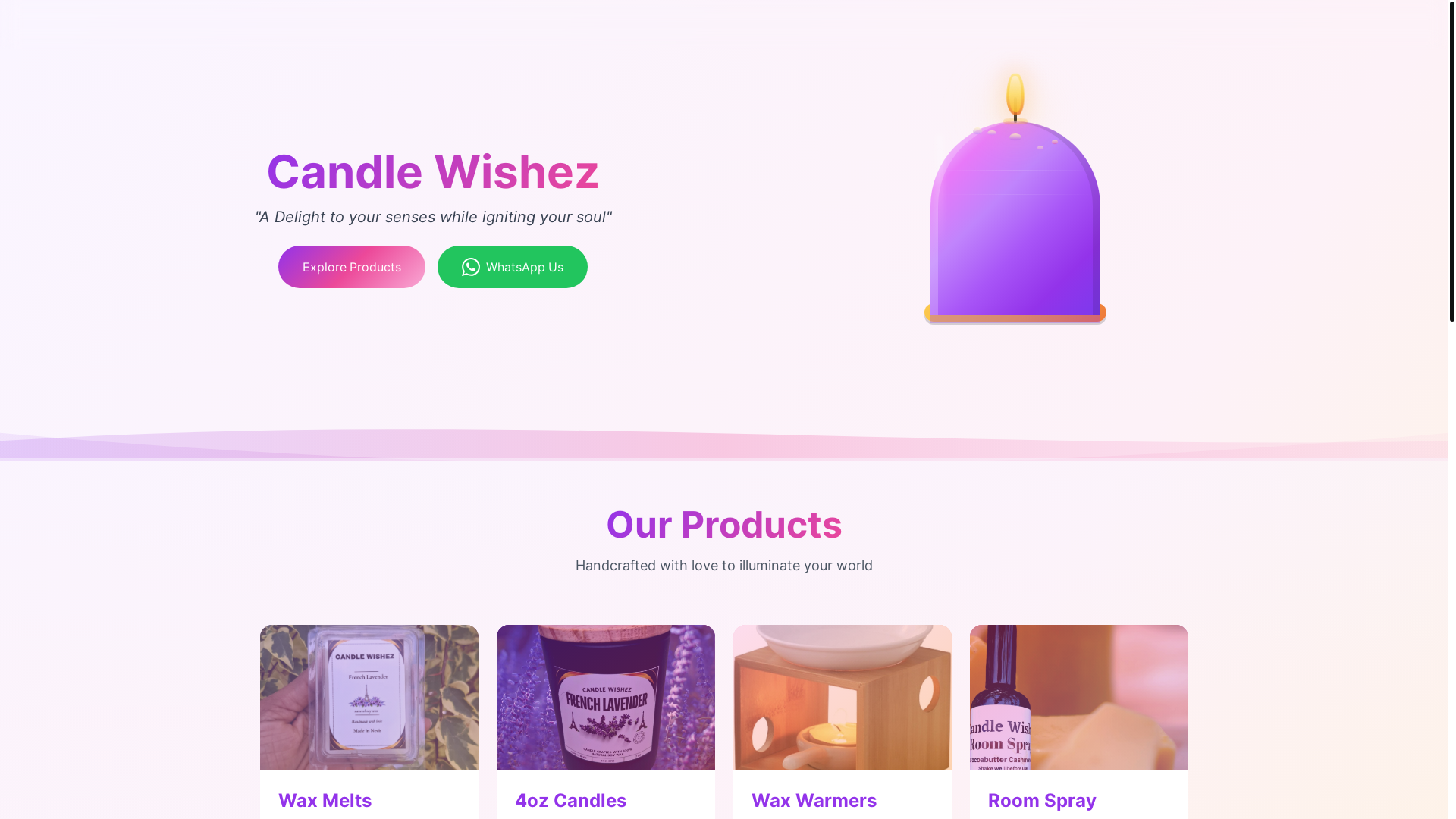 website screenshot of https://candlewishez.com/