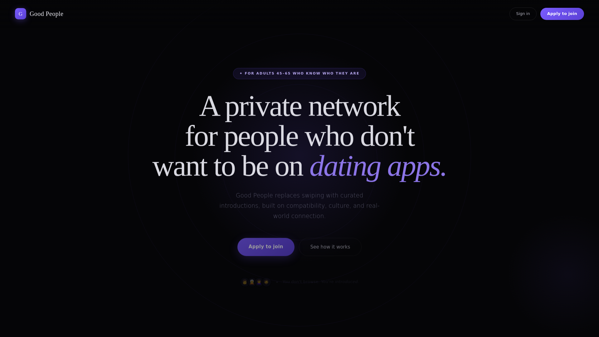 website screenshot of https://goodpeoplesapp.com