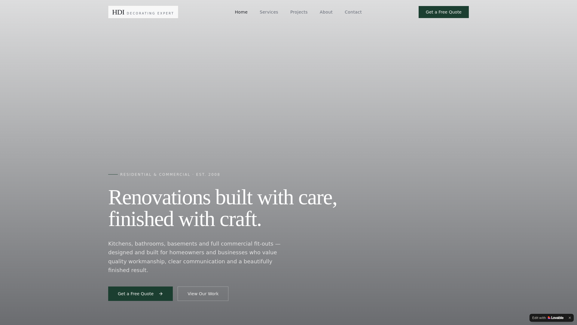 website screenshot of https://hdidecorating.com/