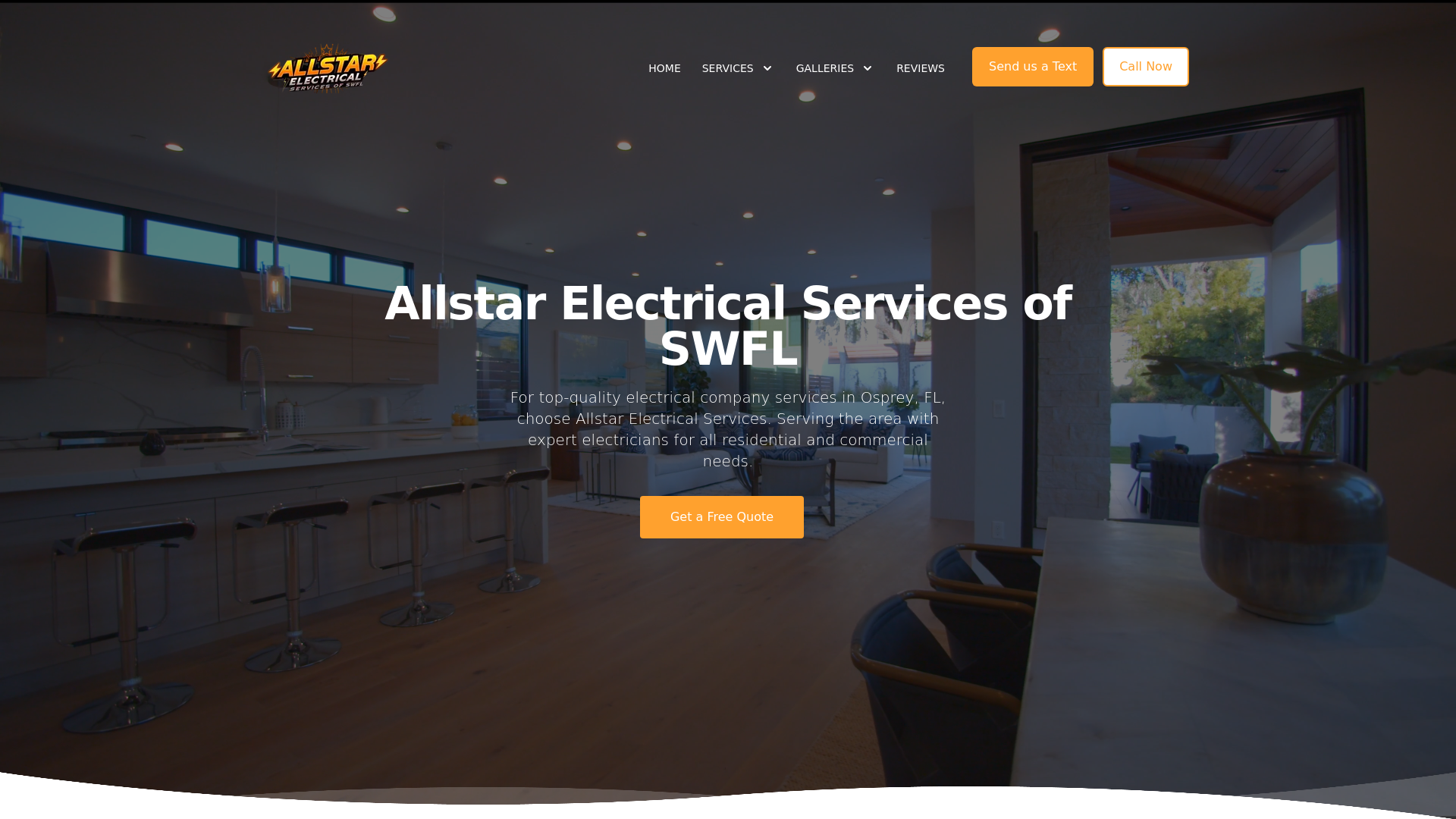 website screenshot of https://allstarelectricalservicesswfl.com/
