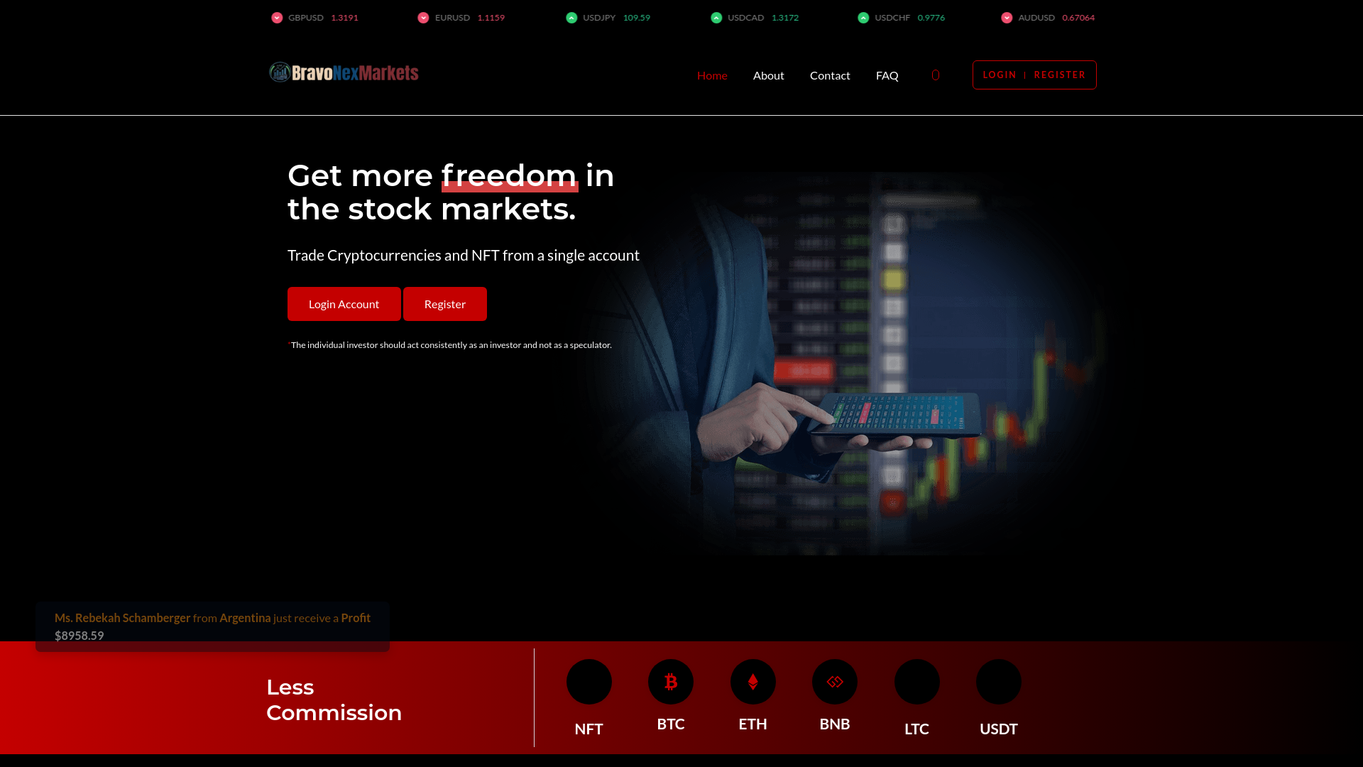 website screenshot of https://bravonexmarkets.com