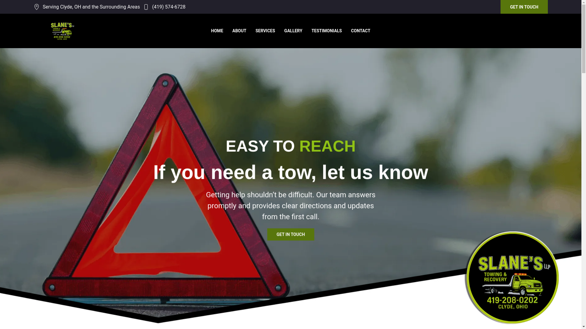 website screenshot of https://slanestowingandrecovery.com/