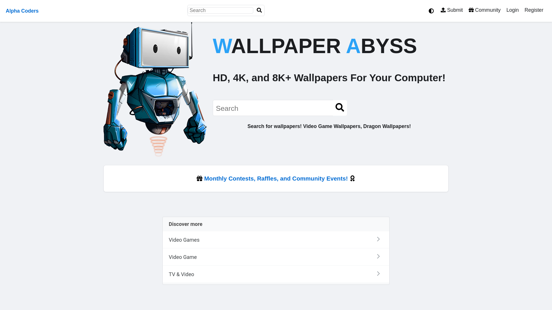 website screenshot of https://wall.alphacoders.com/