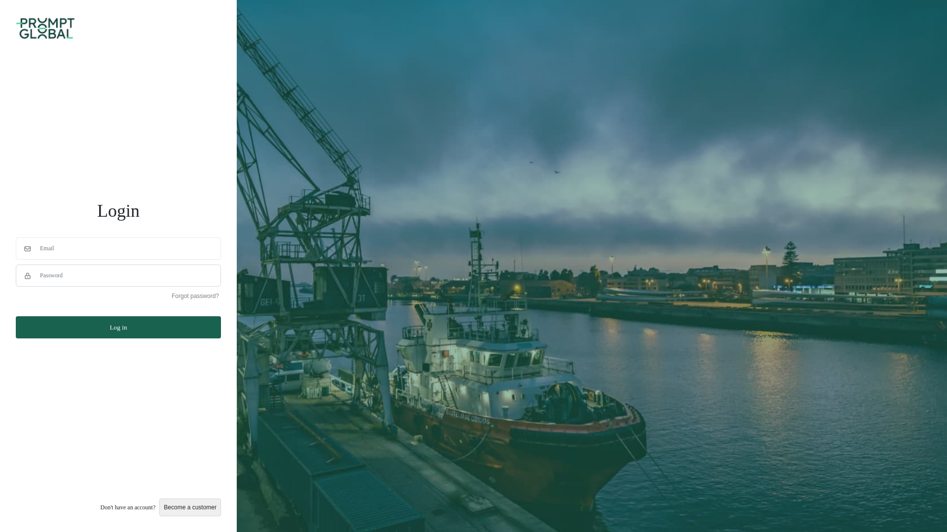 website screenshot of https://portal.prompt.global/