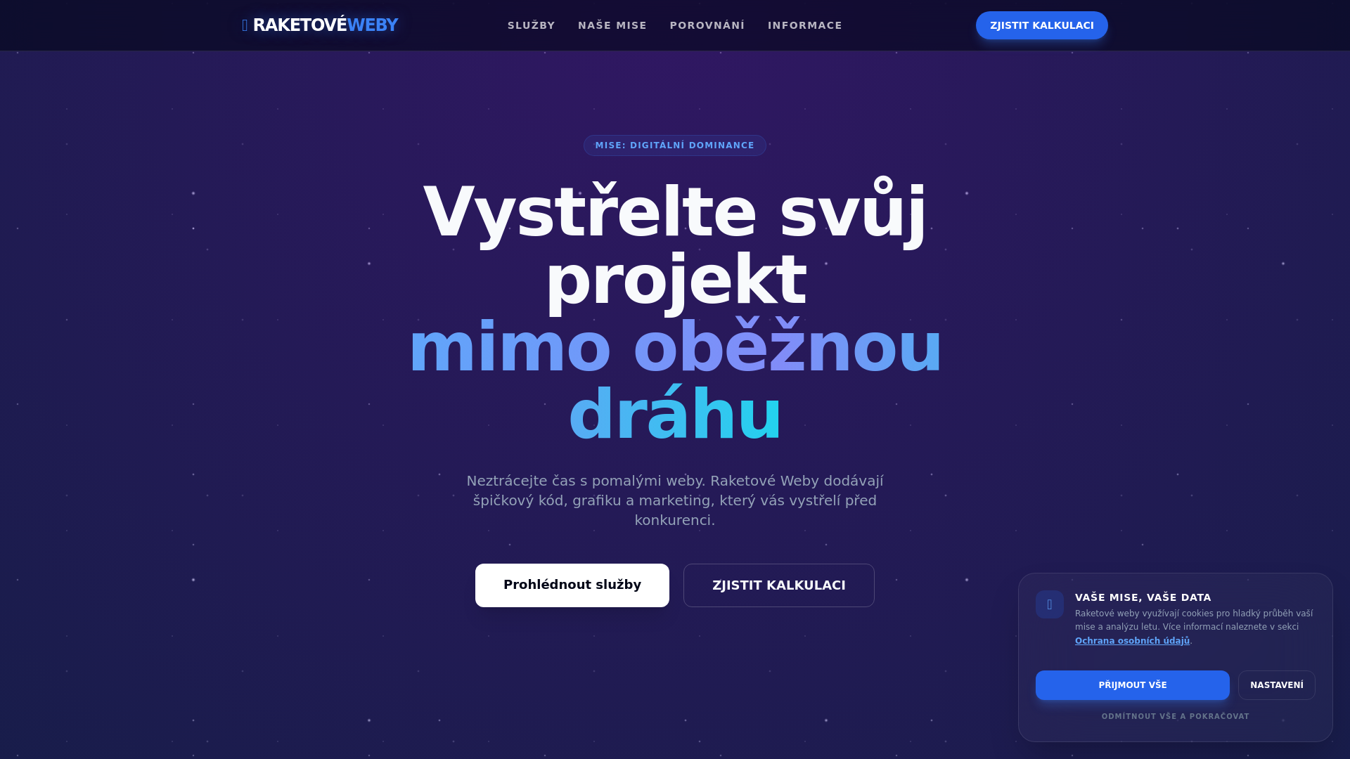 website screenshot of https://raketoveweby.cz