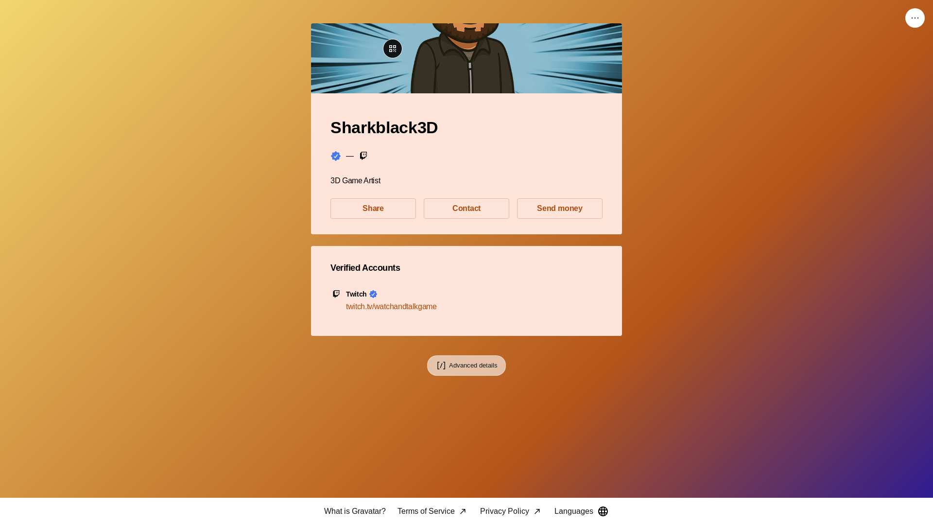 website screenshot of https://sharkblack3d.bio/