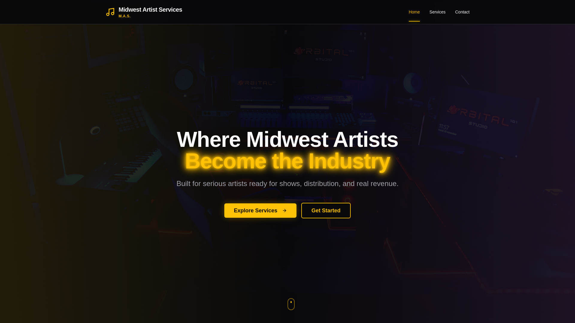 website screenshot of https://midwestartistservices.com/