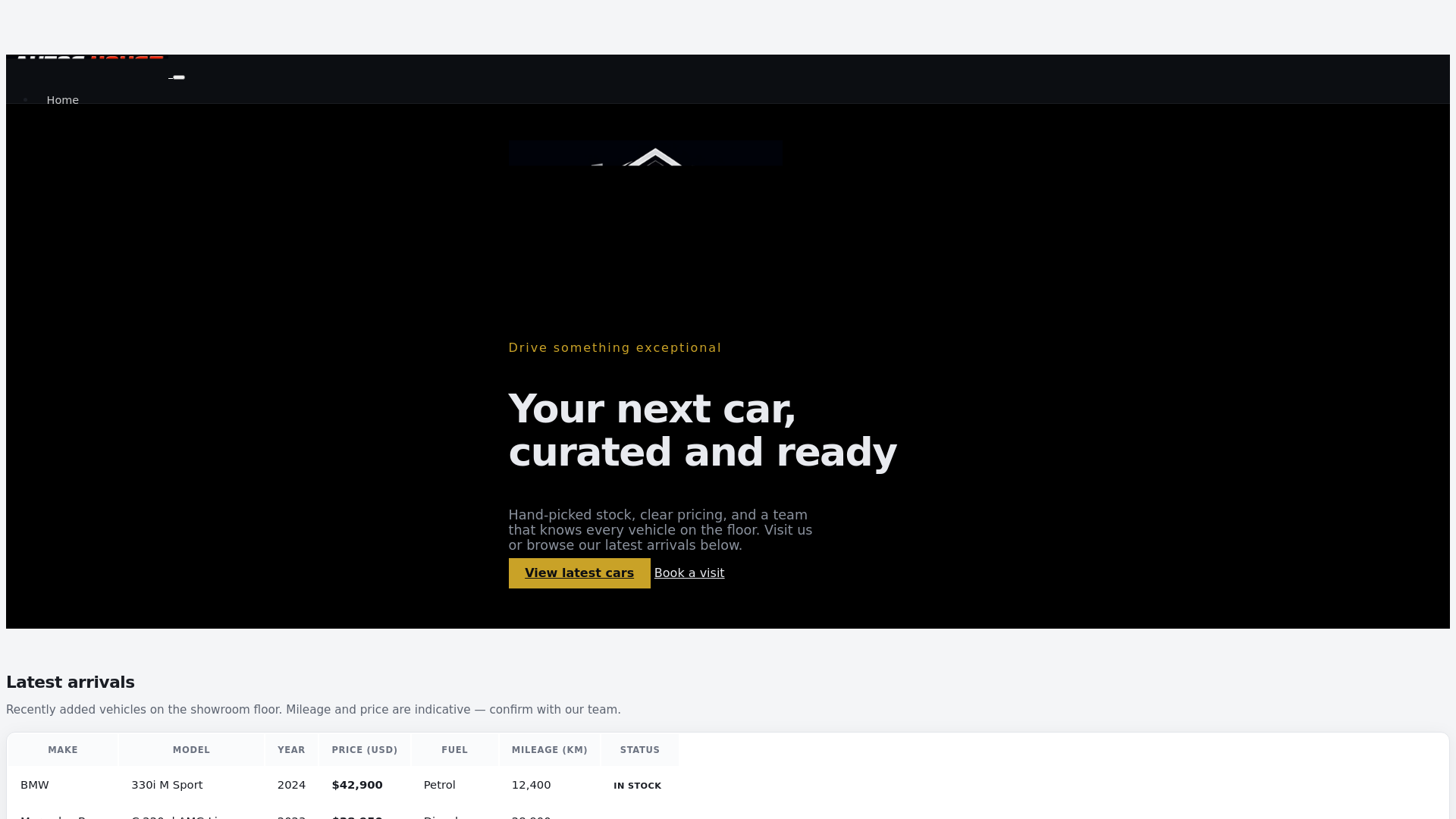 website screenshot of https://autos.house