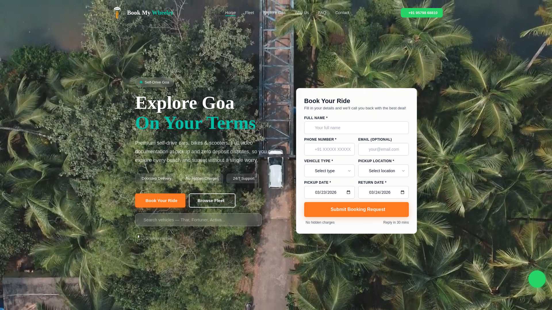website screenshot of https://bookmywheeler.pages.dev/