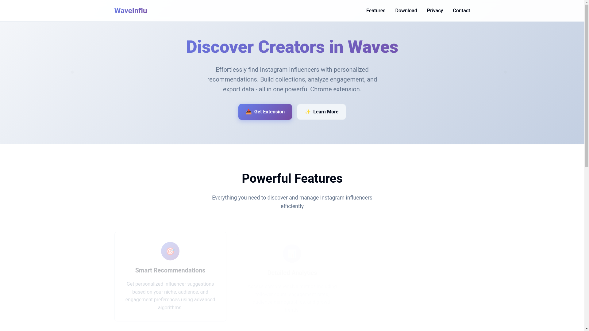website screenshot of https://waveinflu.pages.dev/