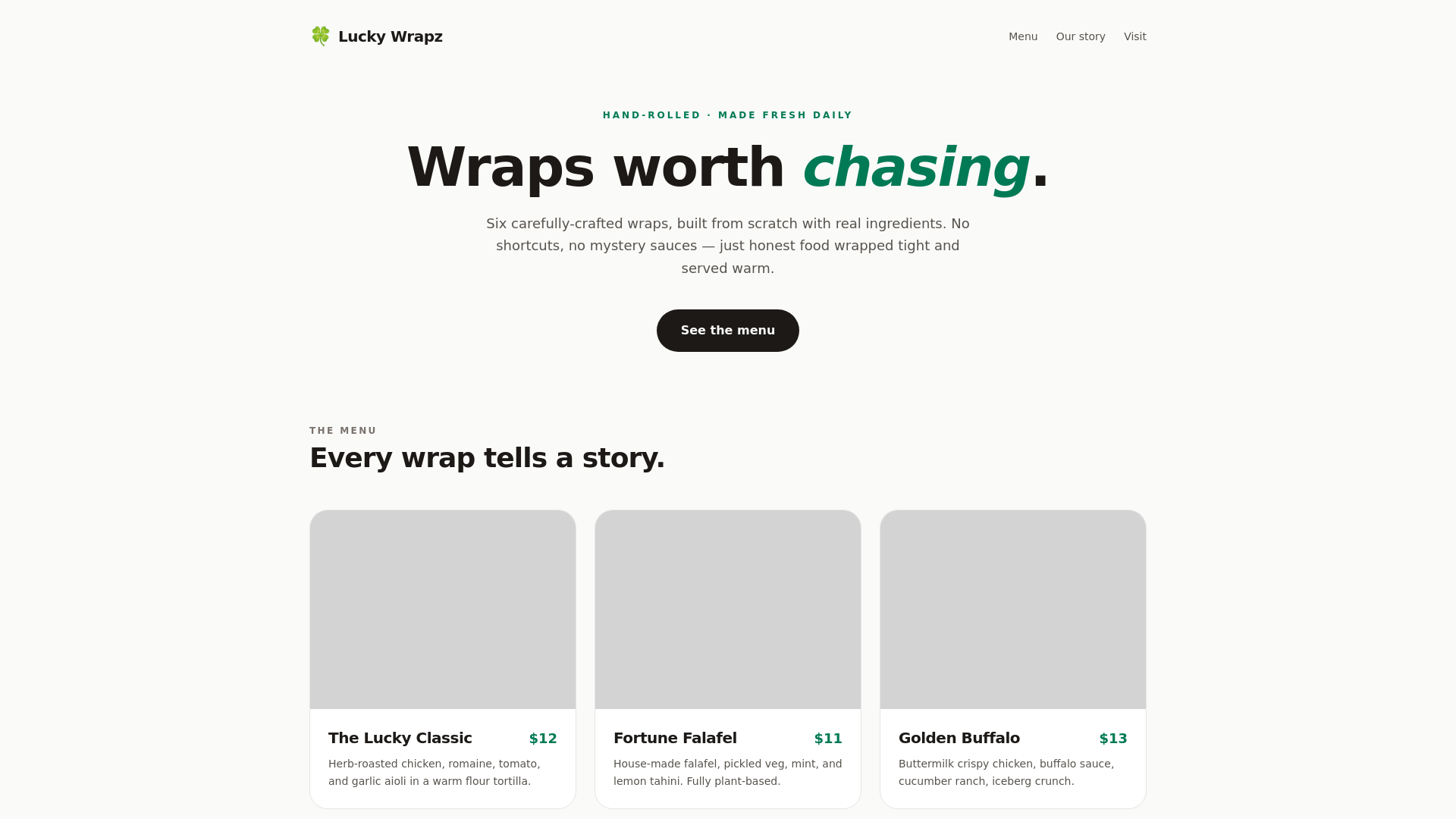 website screenshot of https://luckywrapz.com/