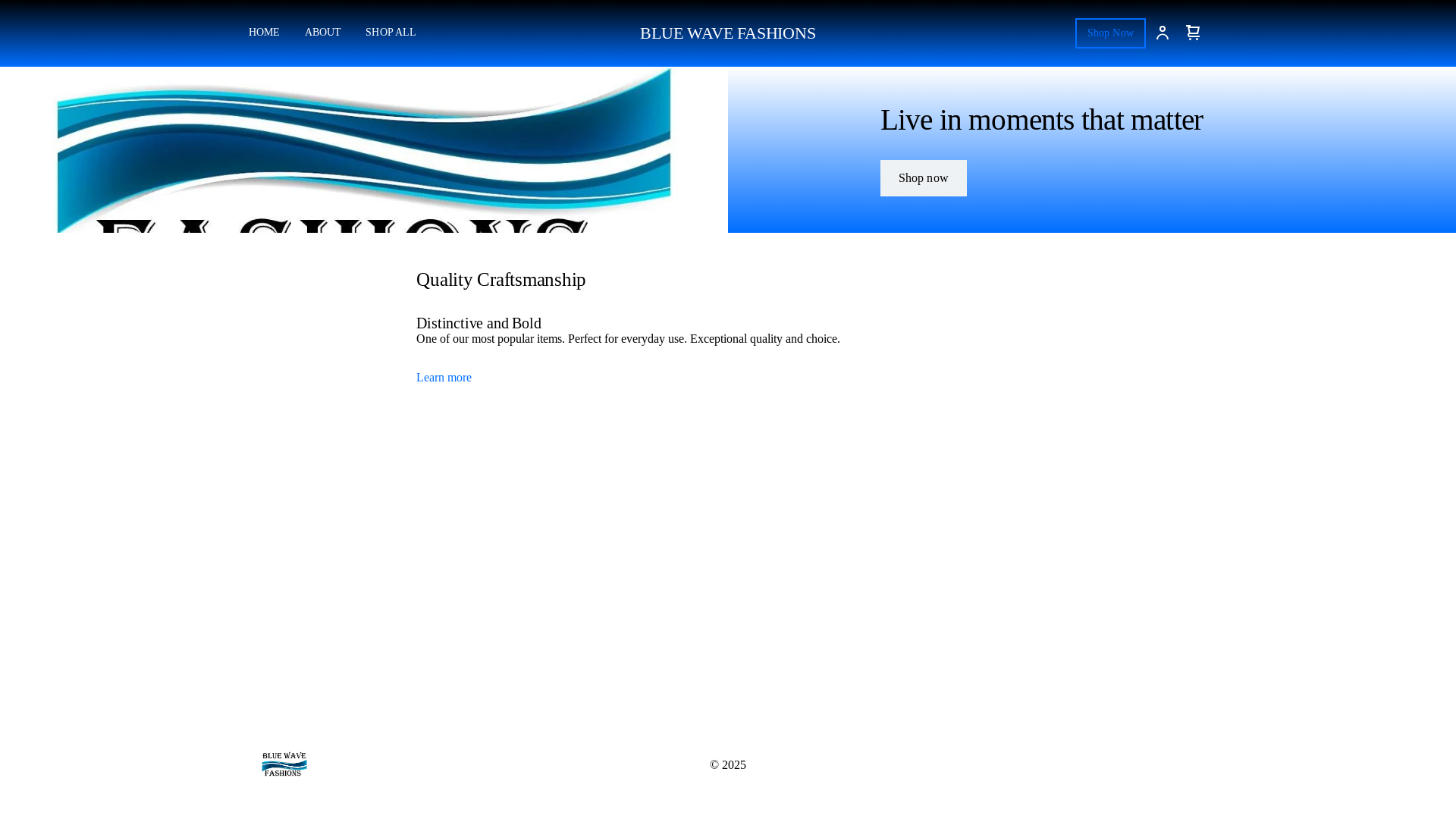 website screenshot of https://blue-wave-fashions.com/
