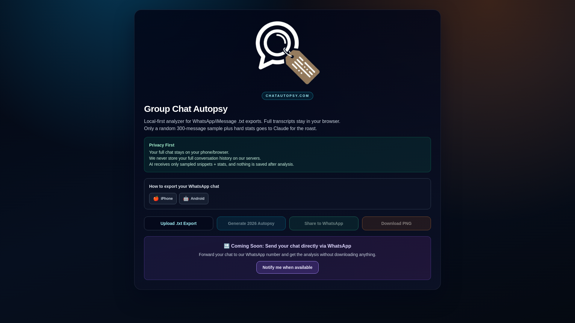 website screenshot of https://chatautopsy.com/