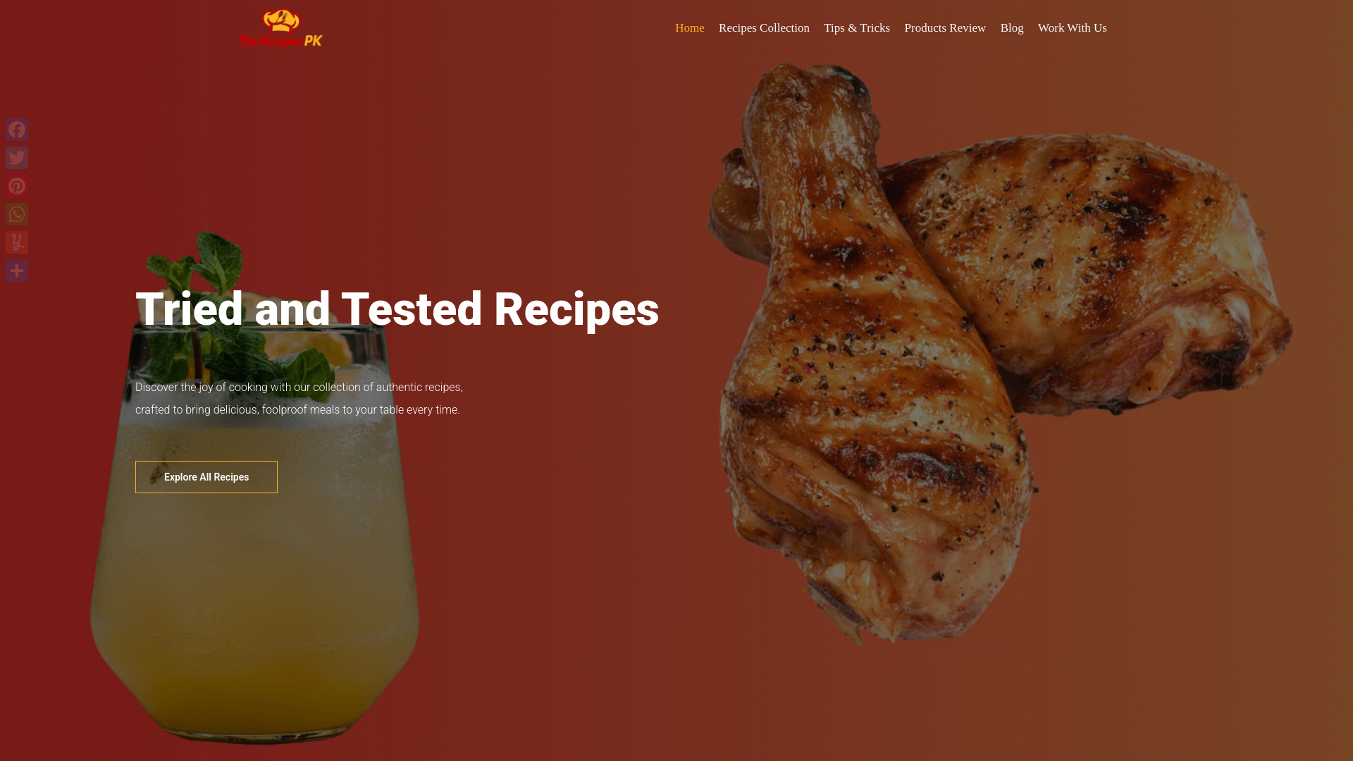 website screenshot of https://therecipespk.com