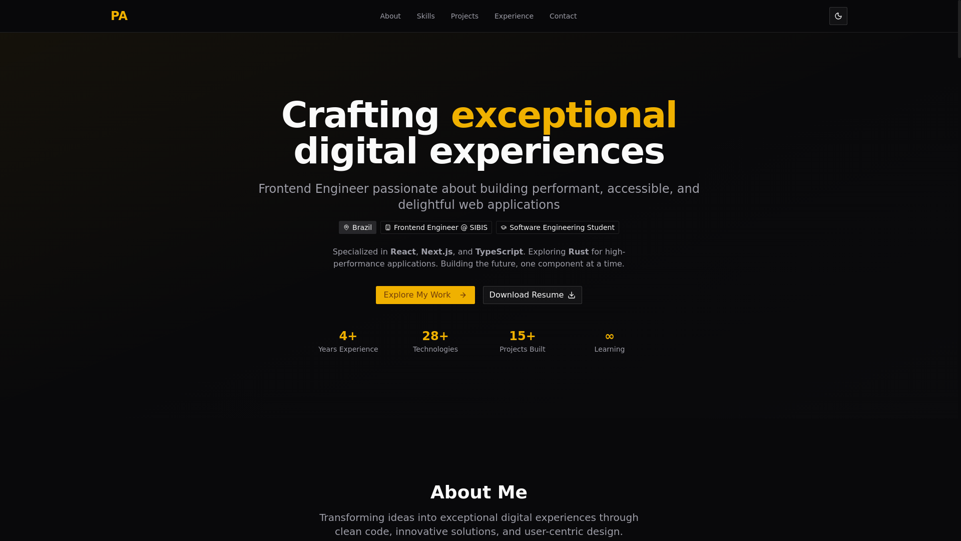 website screenshot of https://pedroaba.com.br/