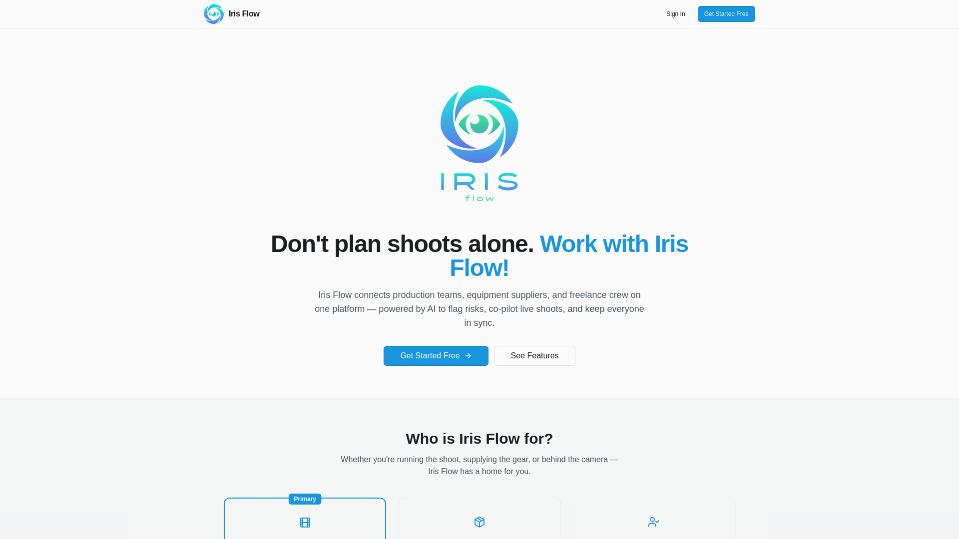 website screenshot of https://irisflow.co.uk/