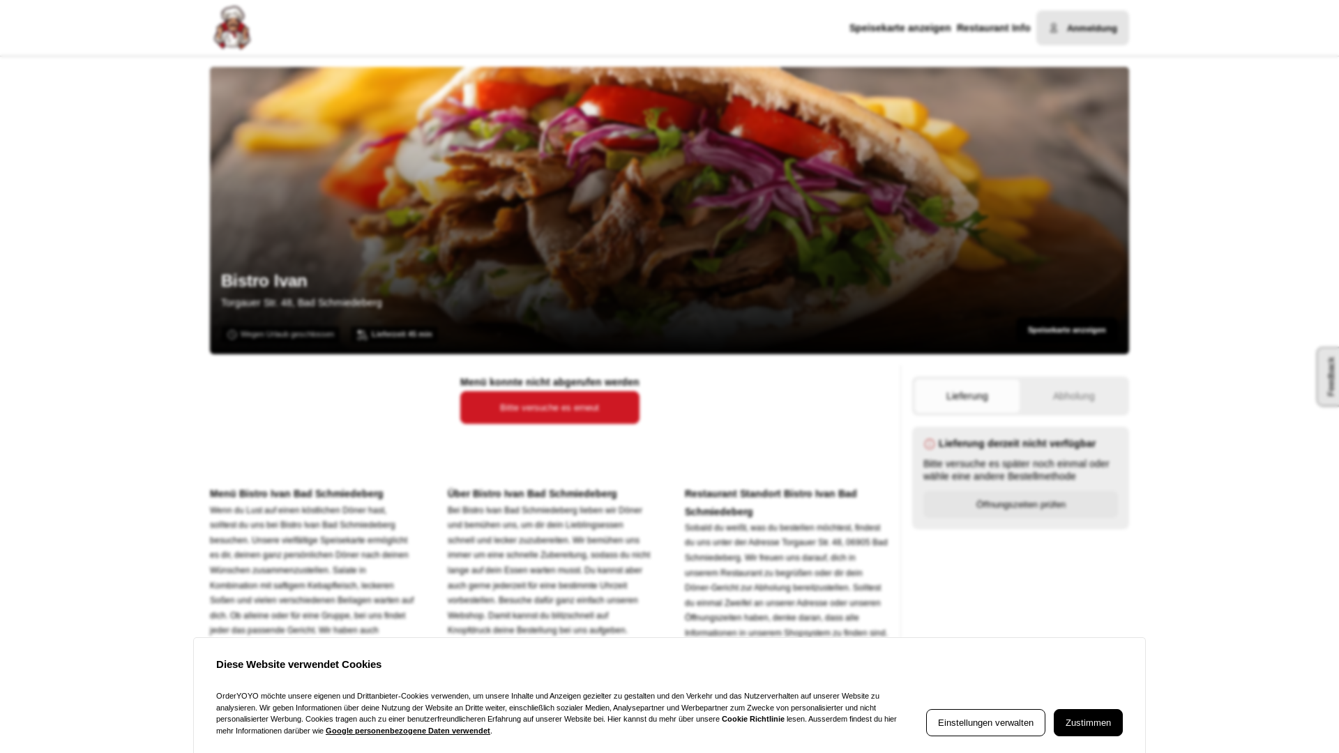 website screenshot of https://bistro-ivan.de/