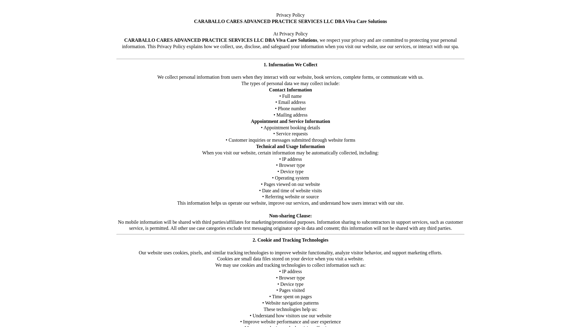 website screenshot of https://vivacaresolutions.site/