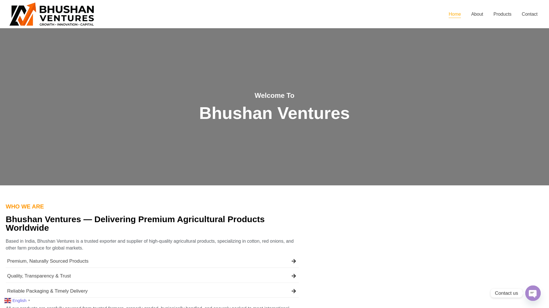 website screenshot of https://bhushanventures.com/