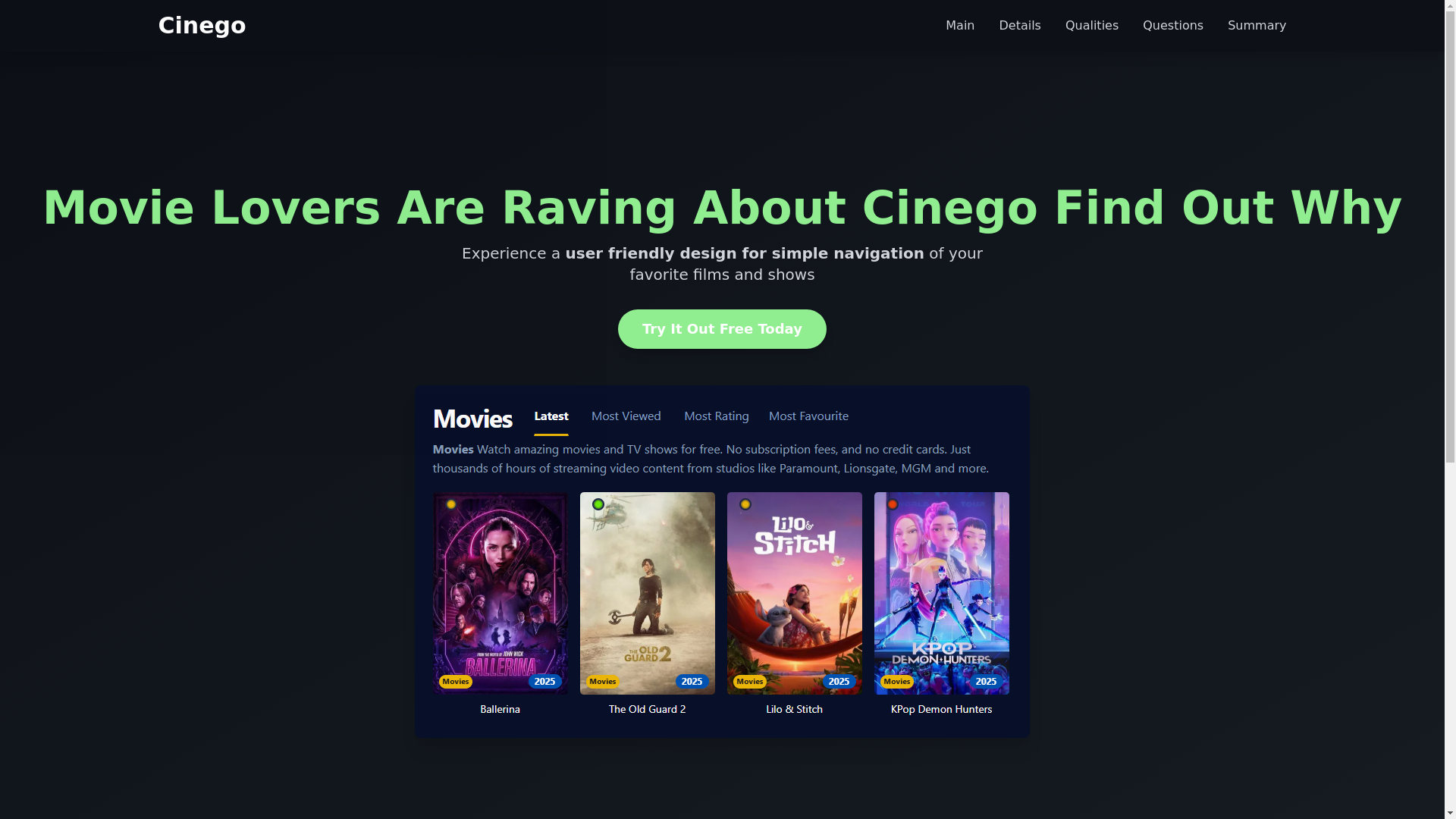 website screenshot of https://cinego-3v8e.pages.dev/