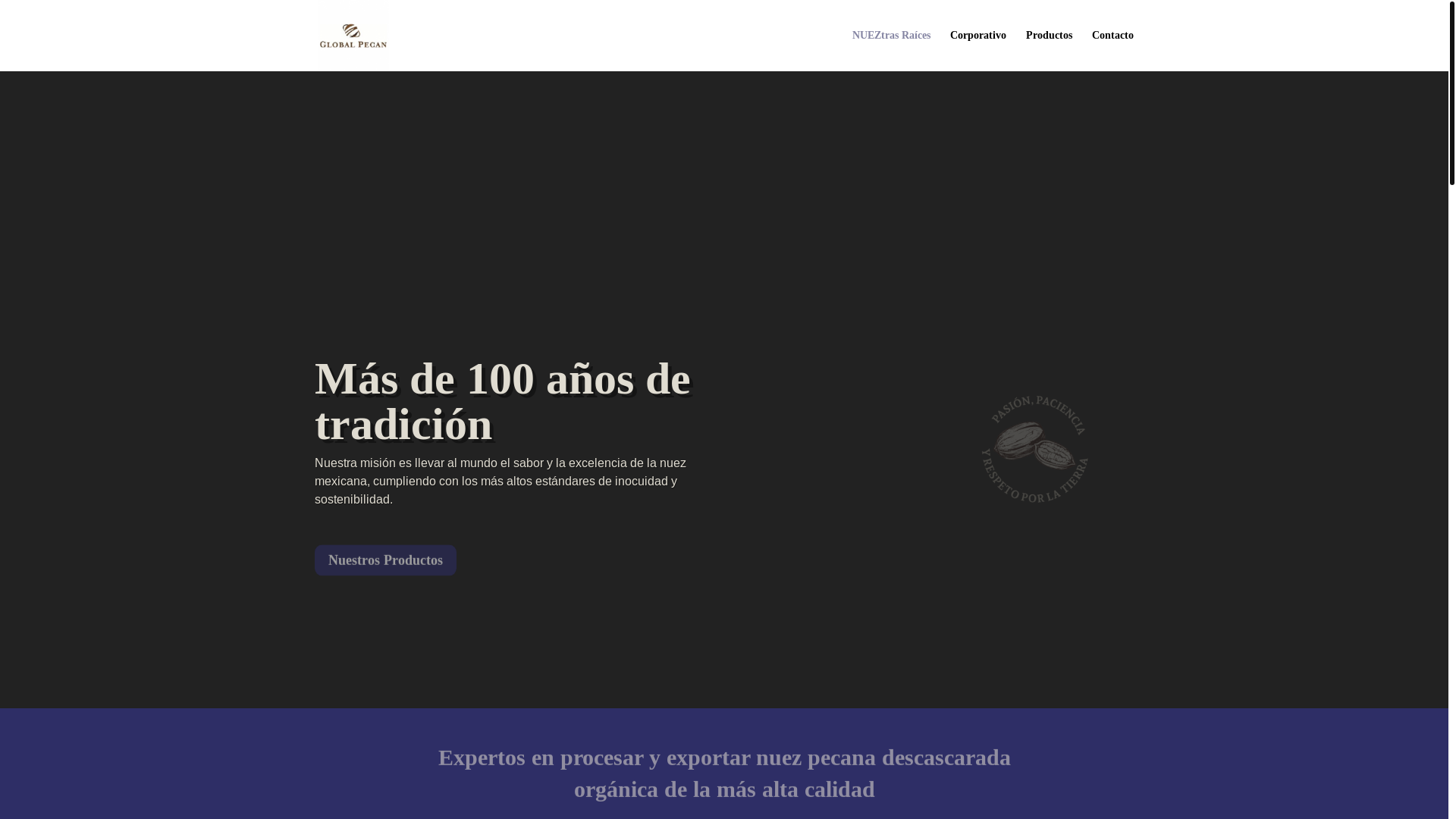 website screenshot of https://globalpecanmx.com/