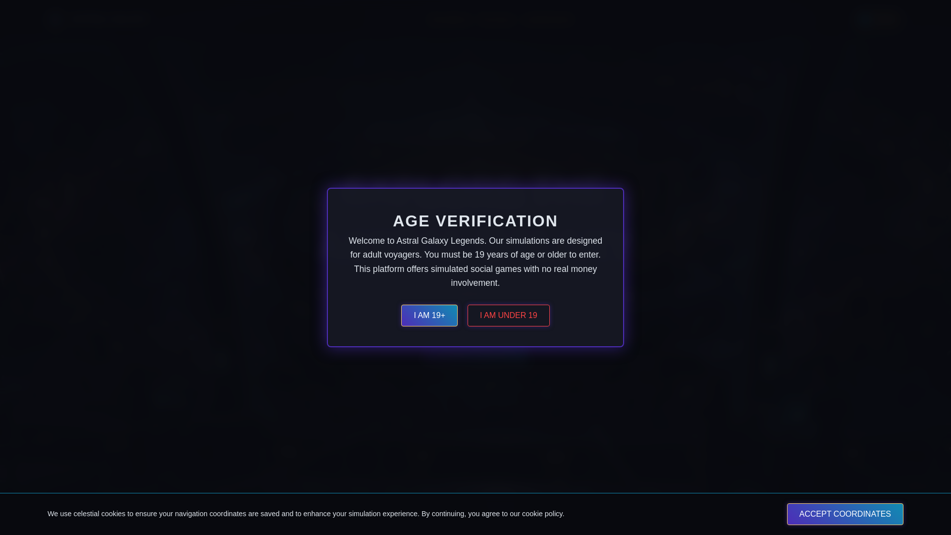 website screenshot of https://astralgalaxylegends.com/