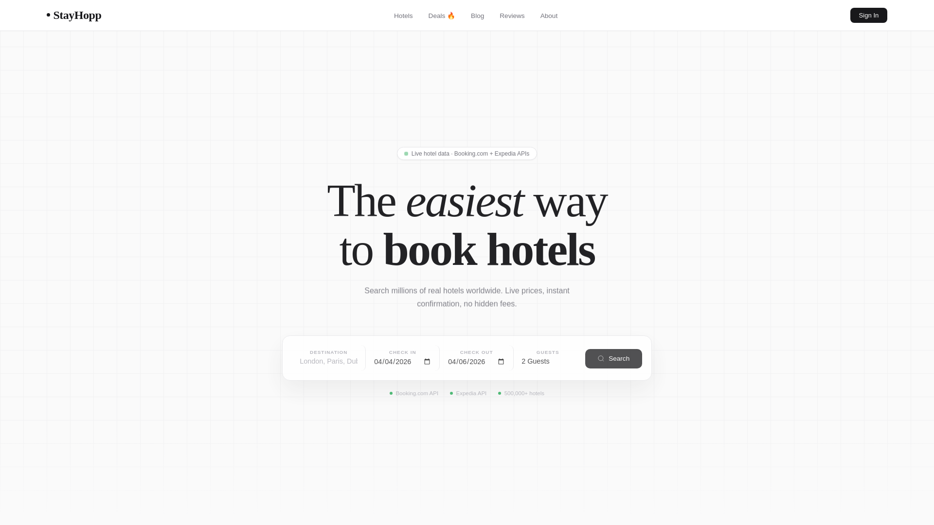 website screenshot of https://stayhopp.com/