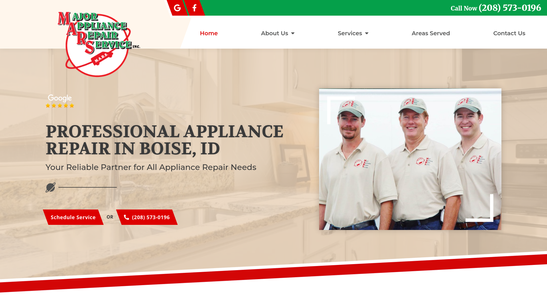website screenshot of https://marsboiseappliance.net/