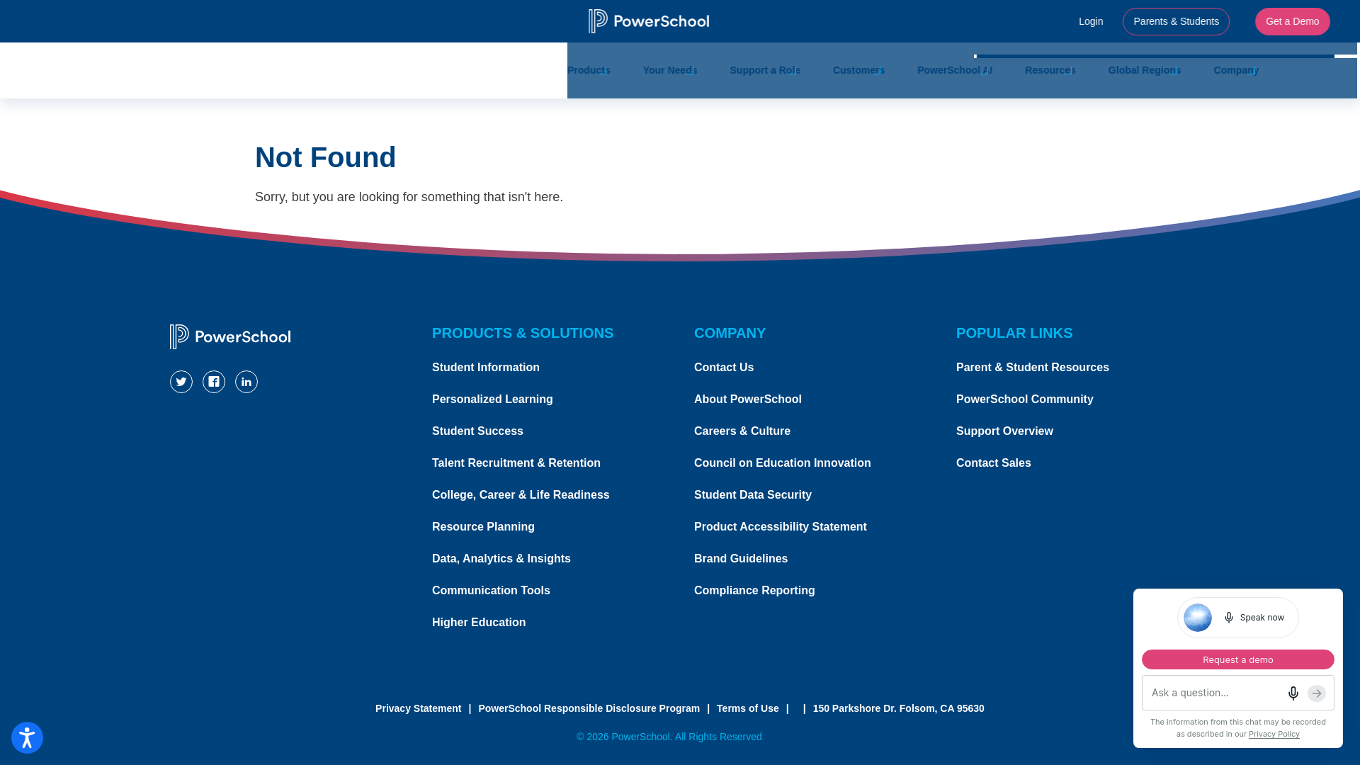 website screenshot of https://powerschool.com/subs