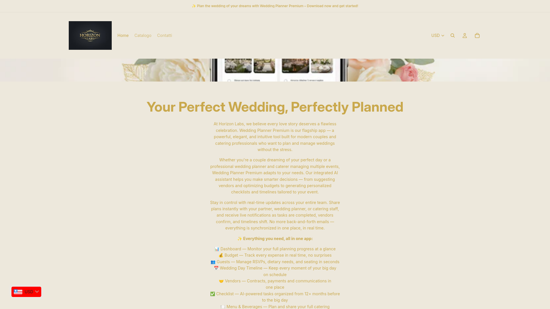 website screenshot of https://horizonlabsapp.com/
