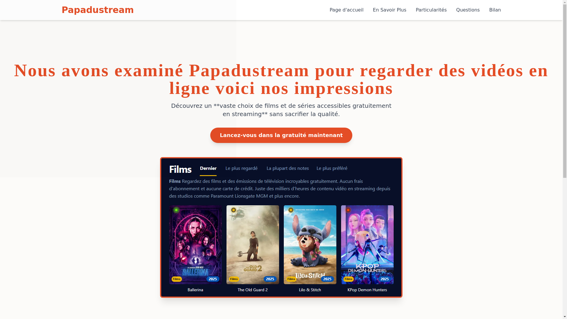 website screenshot of https://papadustream-rix8.pages.dev/