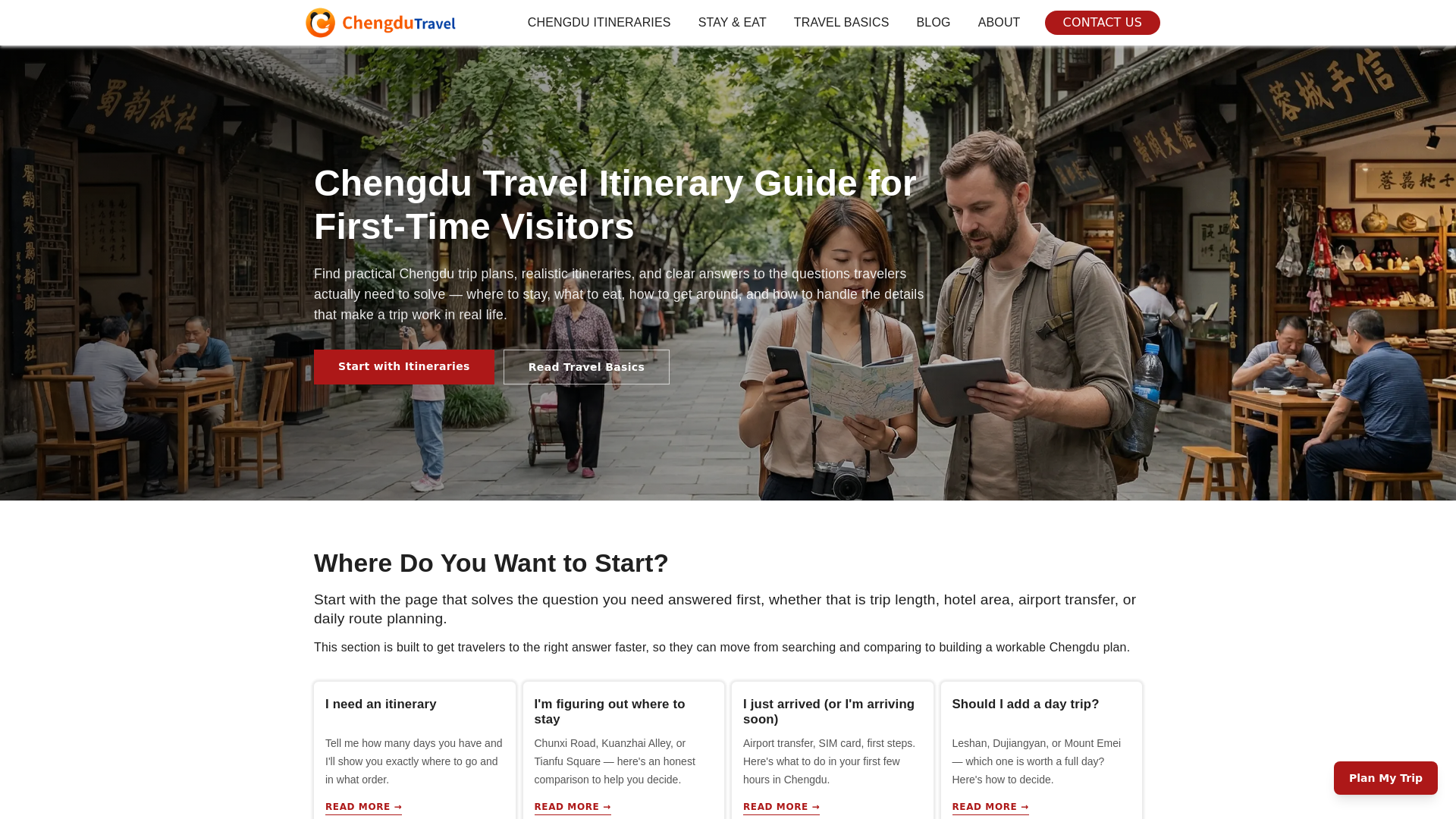 website screenshot of https://chengdutravelitinerary.com/