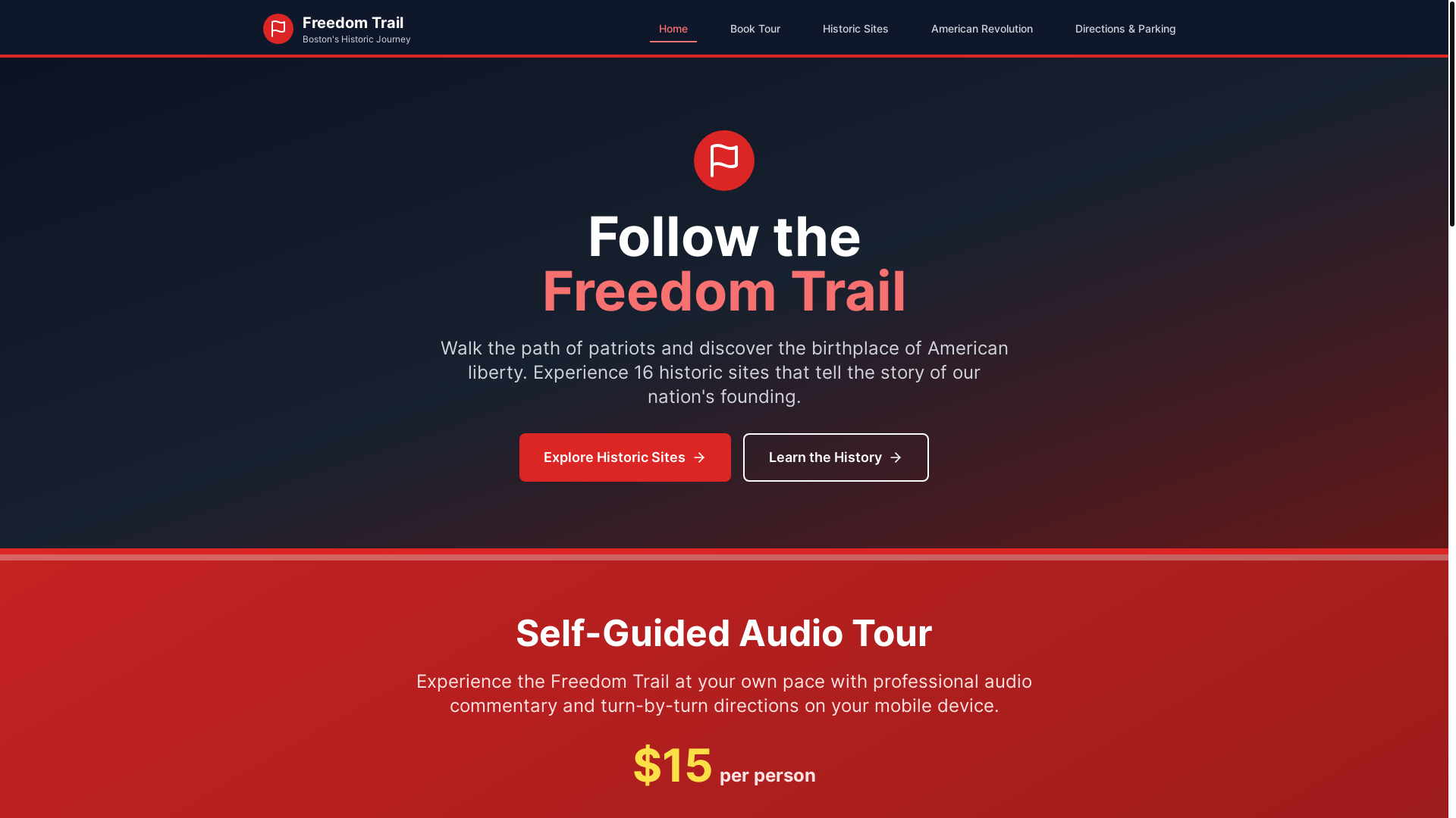 website screenshot of https://freedomwalkboston.com/