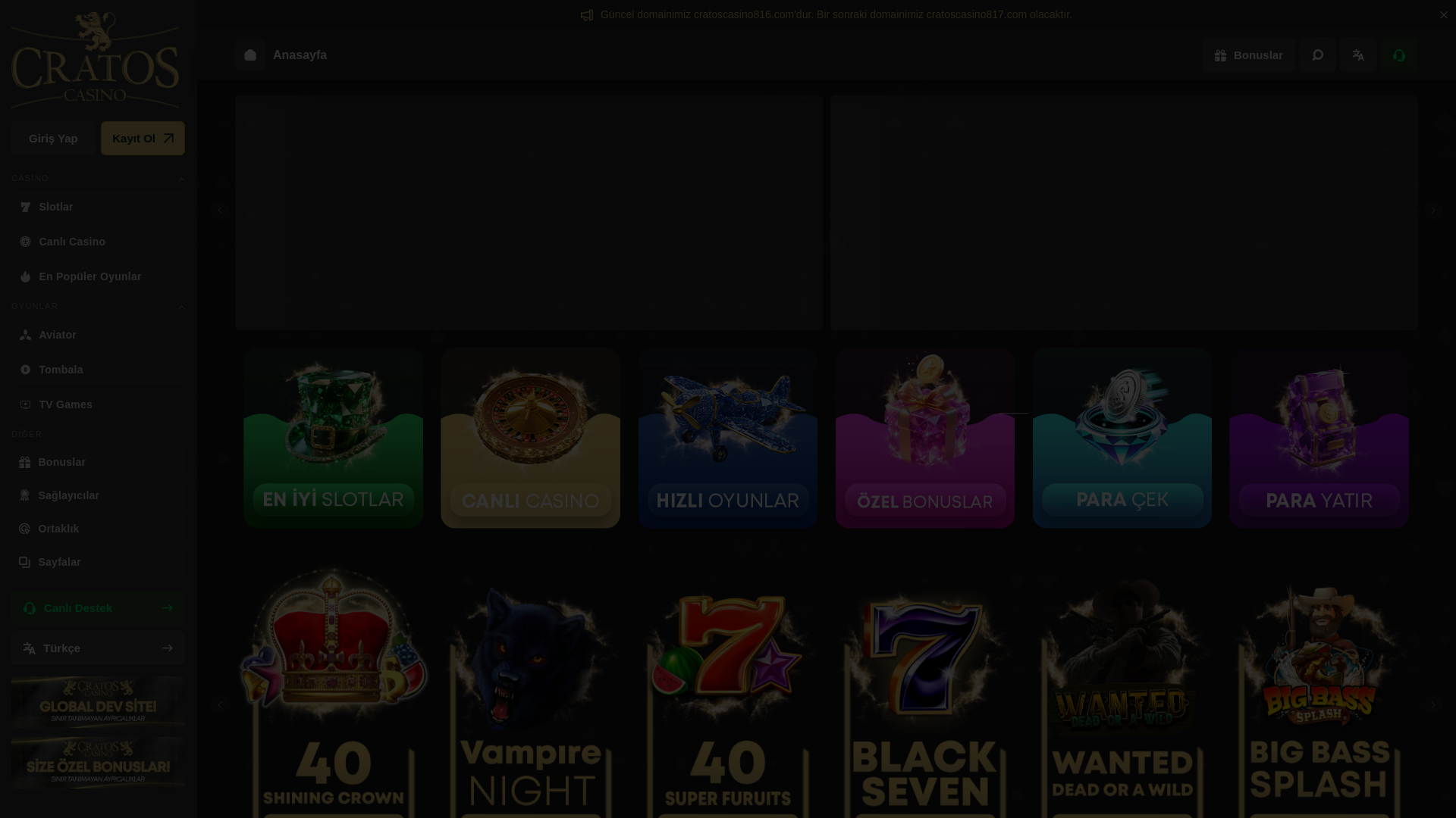 website screenshot of https://cratoscasino814.com/