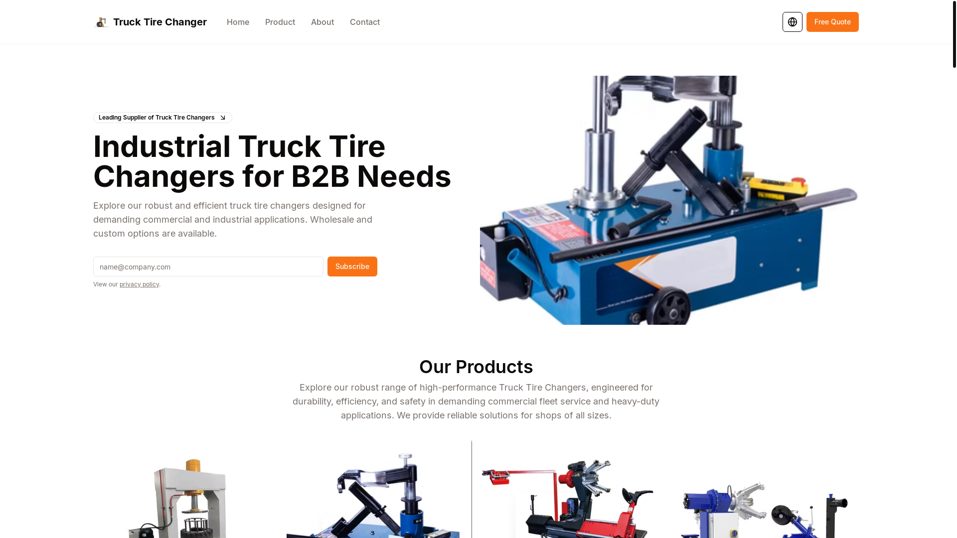 website screenshot of https://trucktirechanger.org/
