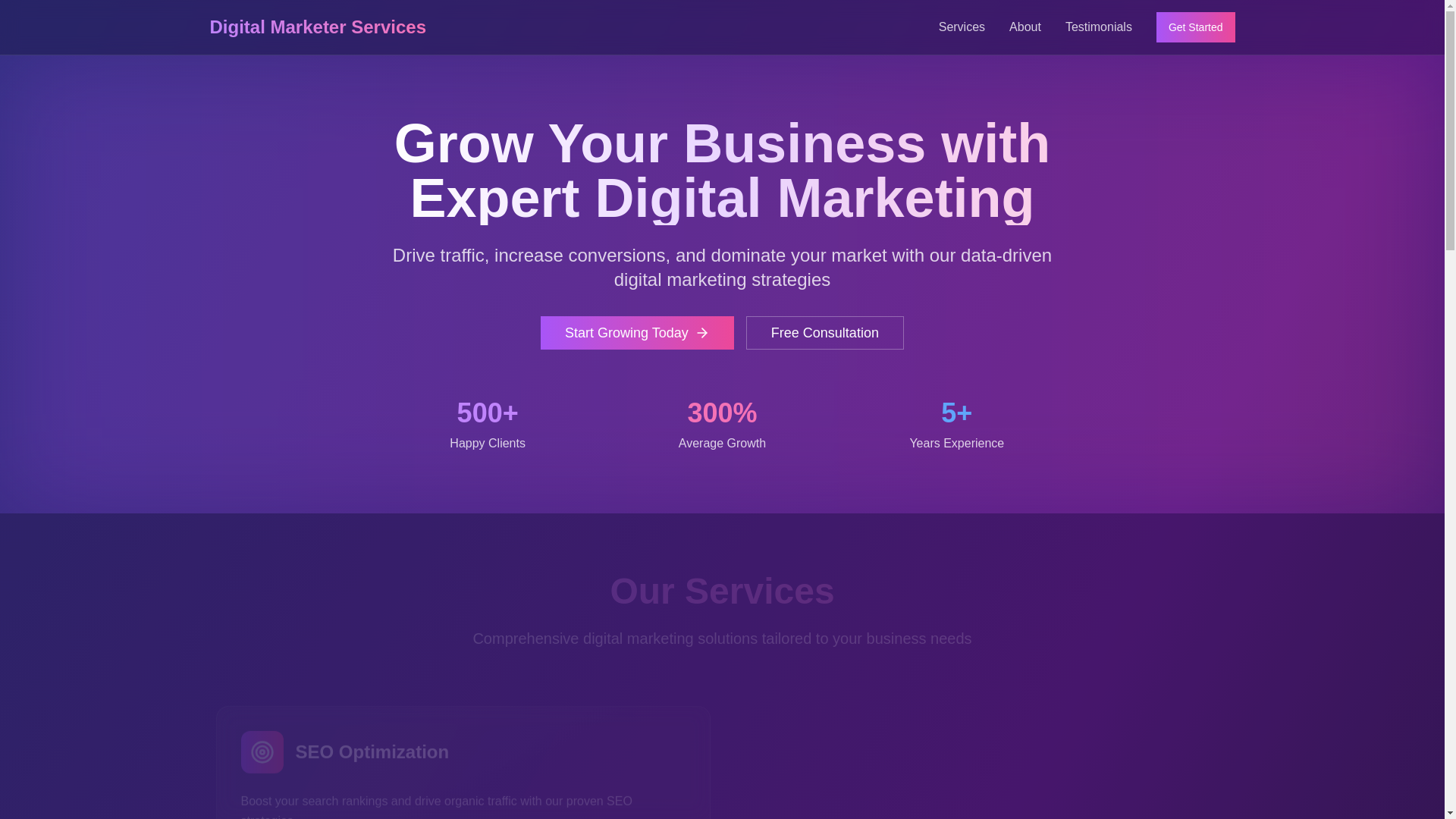 website screenshot of https://digital-marketer-services.com/