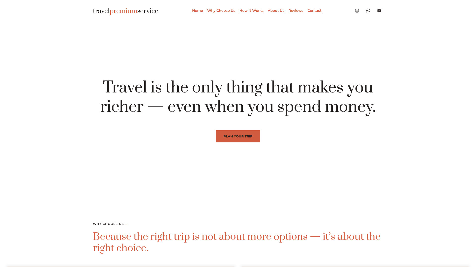website screenshot of https://travelpremiumservice.com/