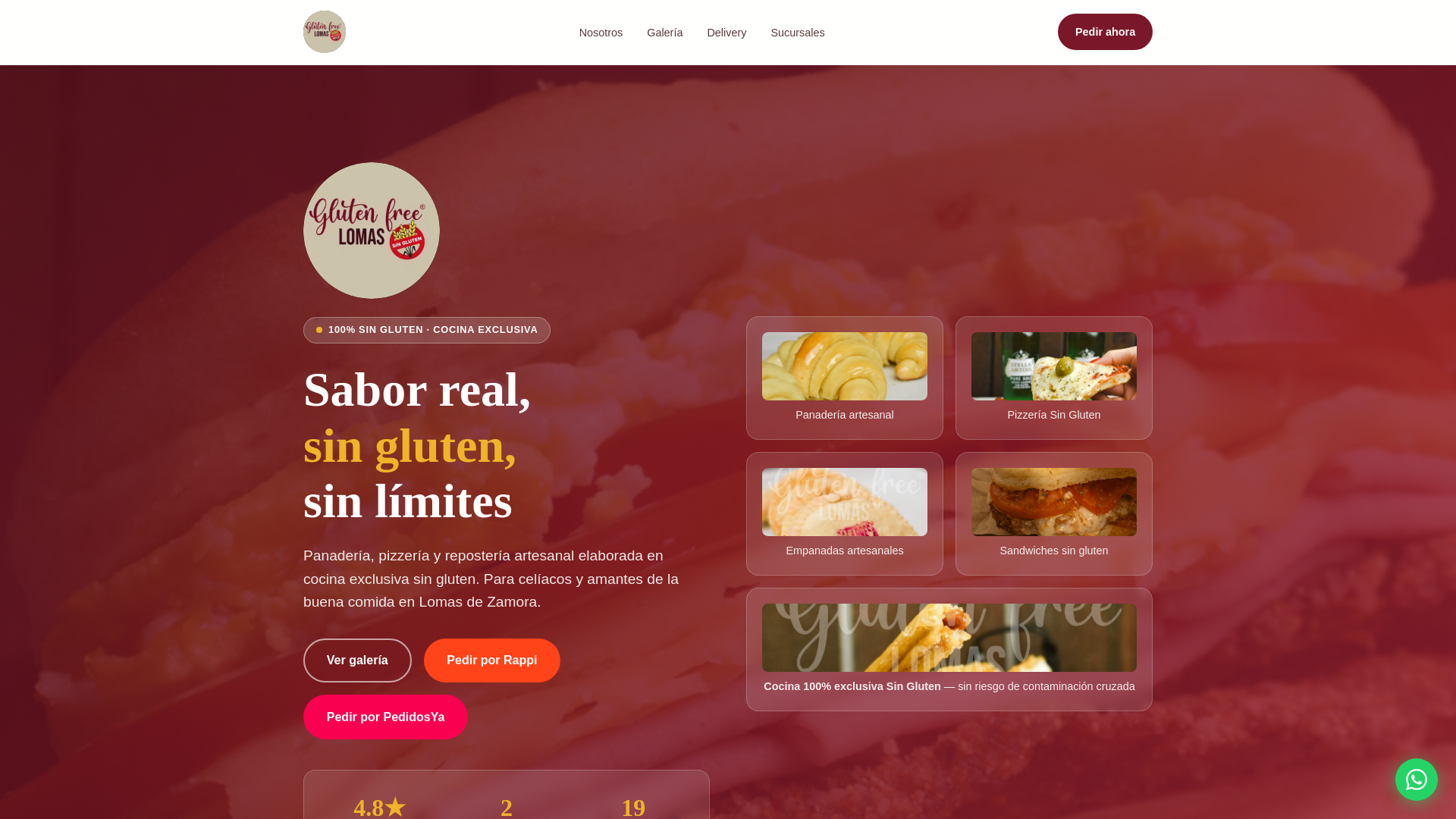 website screenshot of https://glutenfreelomas.com