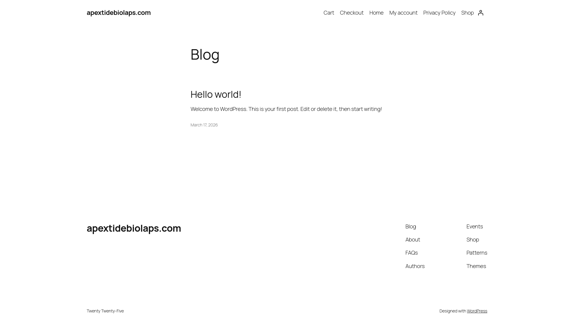 website screenshot of https://apextidebiolaps.com/