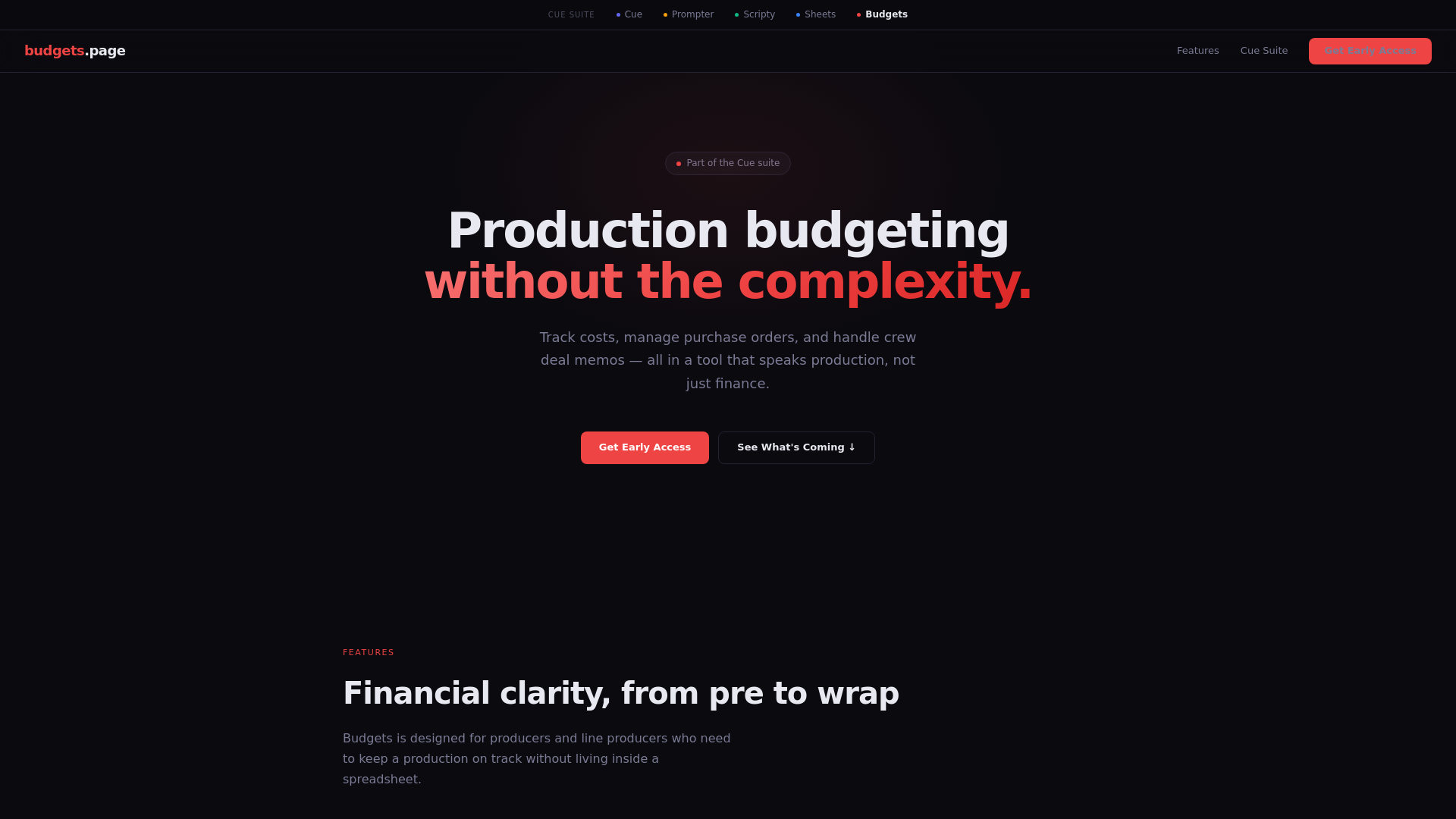 website screenshot of https://budgets-landing.pages.dev/