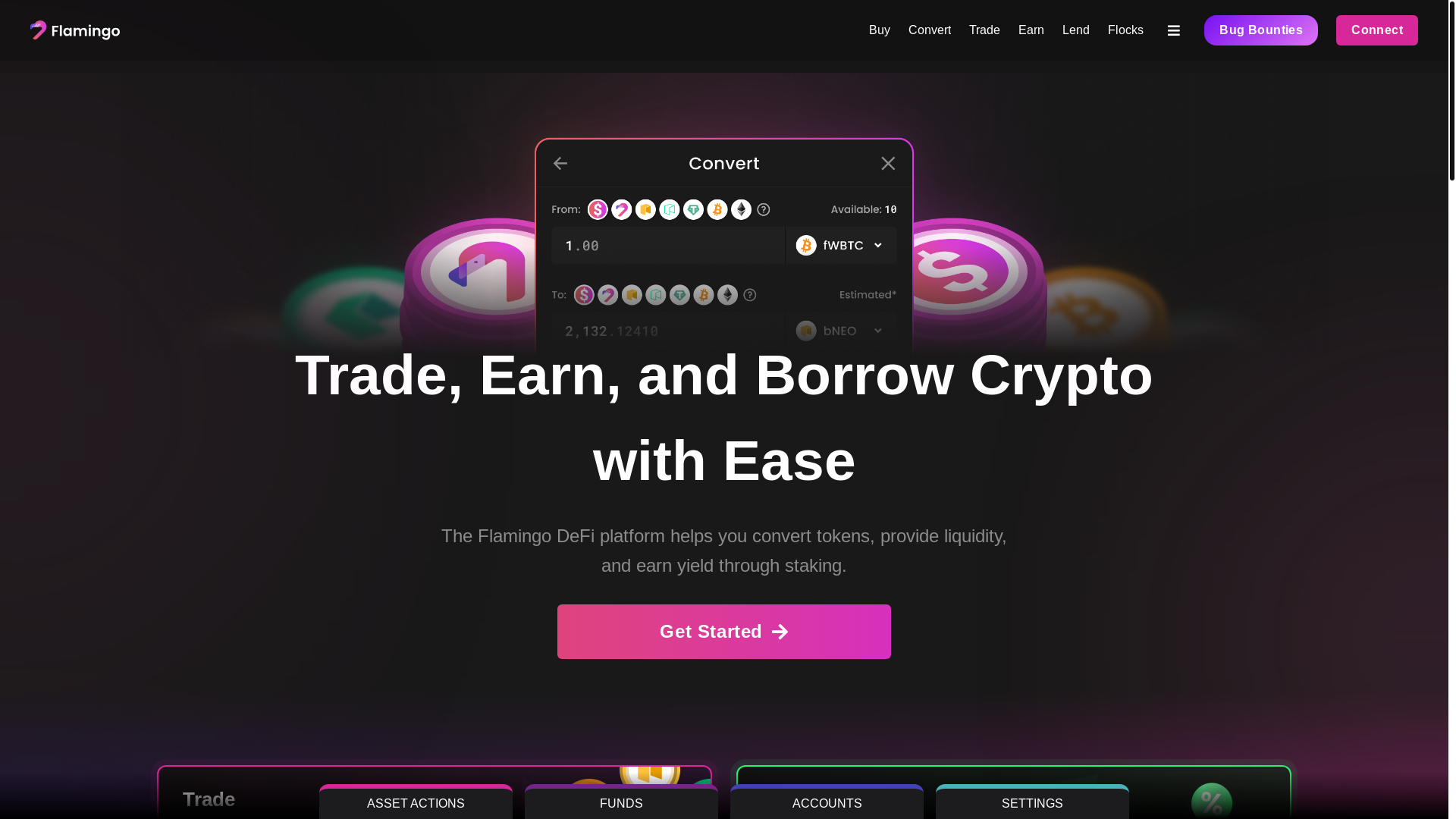 website screenshot of https://flamingo-n3-testnet.pages.dev/