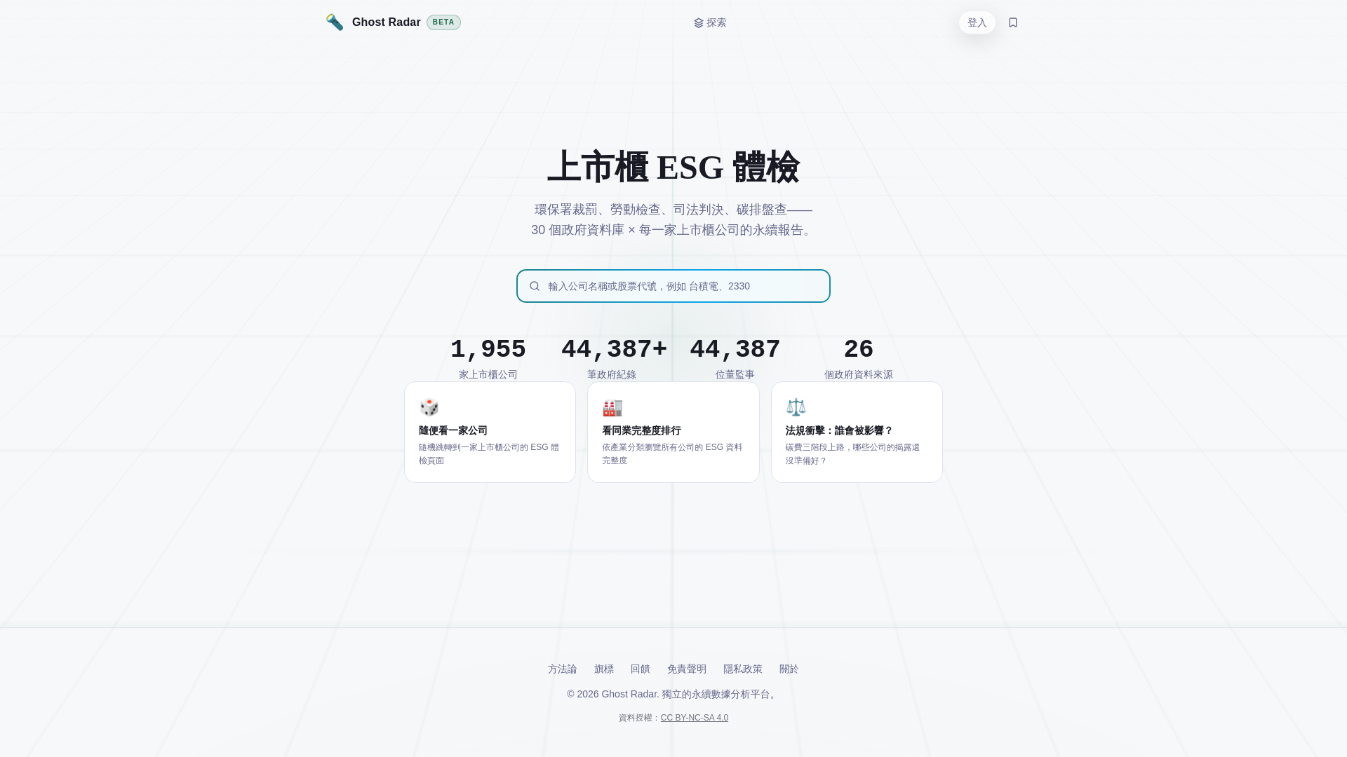 website screenshot of https://ghost-radar.tw/