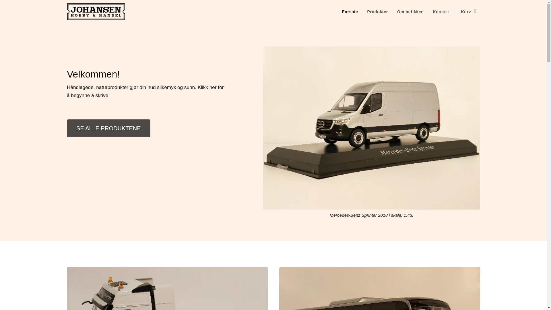 website screenshot of https://johansenhobbyhandel.net/