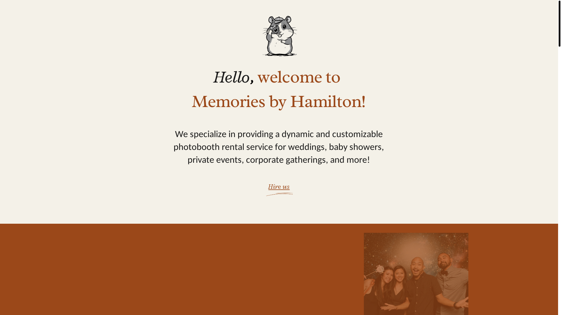 website screenshot of https://memoriesbyhamilton.com/