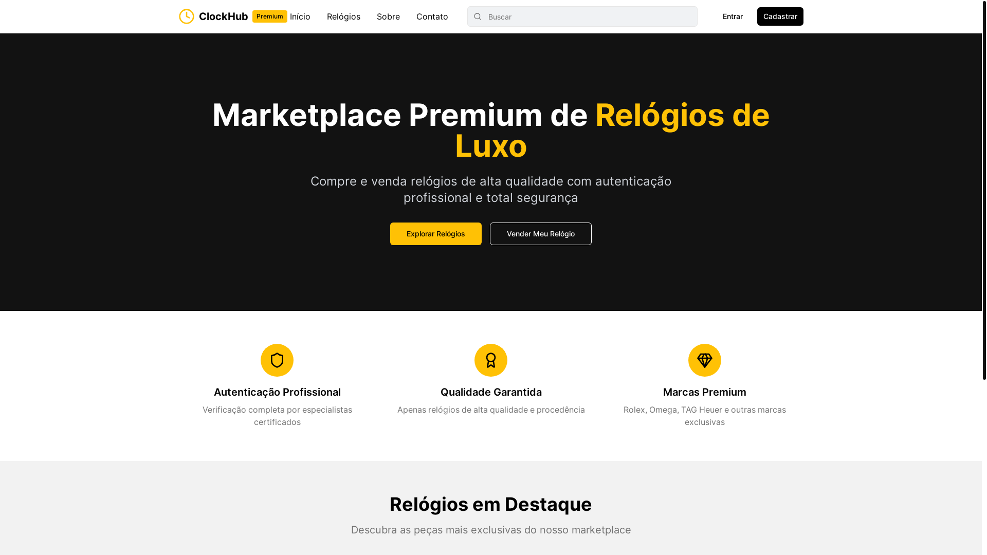 website screenshot of https://clockhub.com.br/
